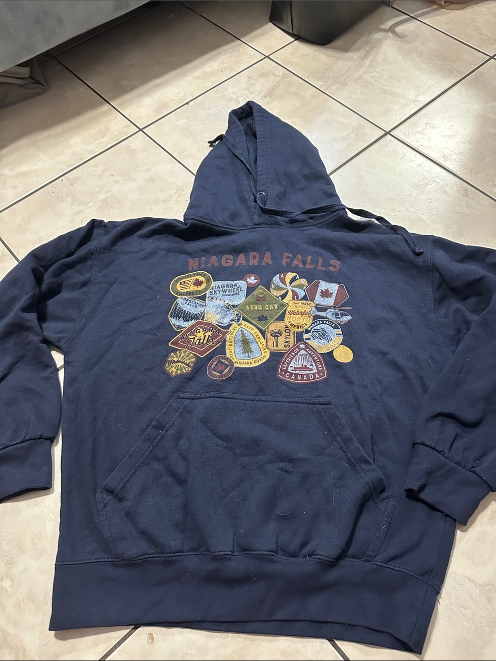 Niagara Falls Navy Graphic Pullover Hoodie
